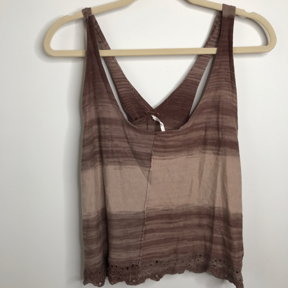 NWT Free People Lace Crochet Layer Knit Tank Top L